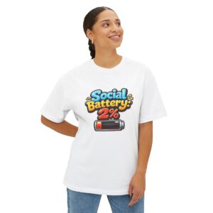 Low Social Battery | Cute Cartoon Battery Graphic Tee | Introvert Shirt | Unisex Gift Tee | Novelty Tee